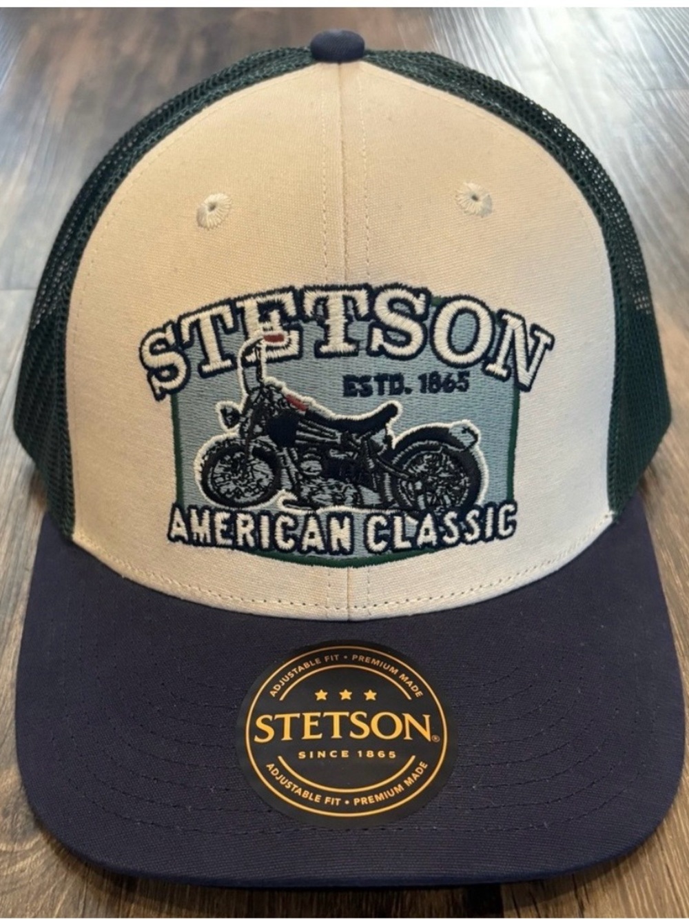 Stetson Cream & Navy Motorcycle Patch Trucker Cap